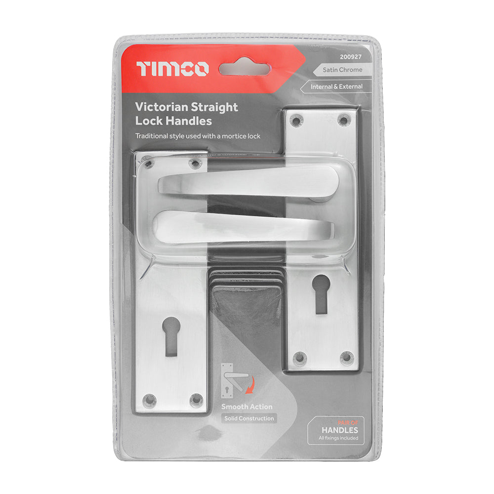 Victorian Straight Lock Handles - Satin Chrome | 152 x 43 additional image 2