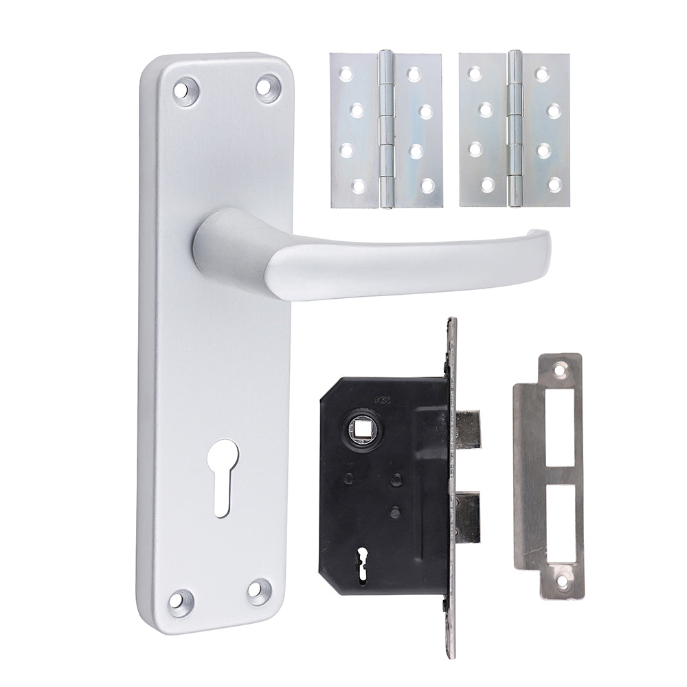 Contractors 3L Lock Door Pack - Satin Anodised Aluminium | 154 x 40 product image