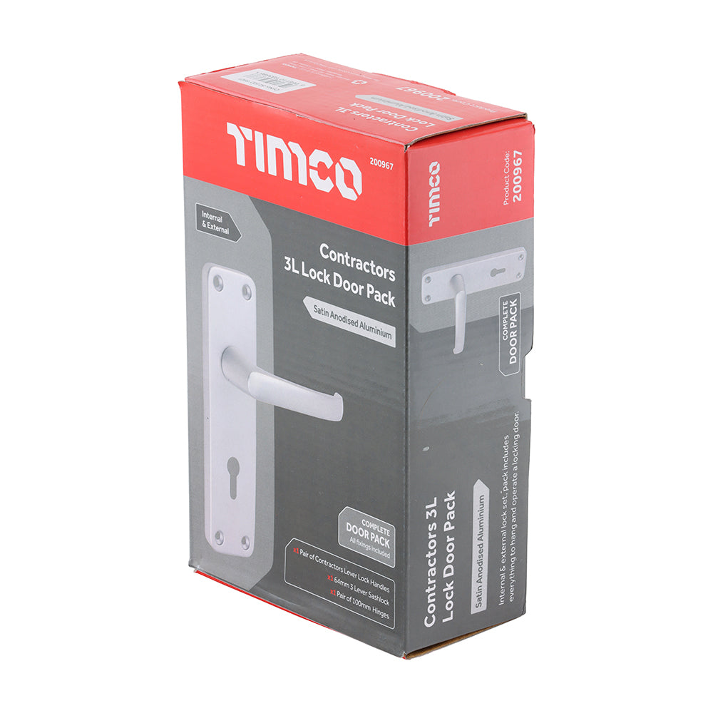 Contractors 3L Lock Door Pack - Satin Anodised Aluminium | 154 x 40 additional image 2