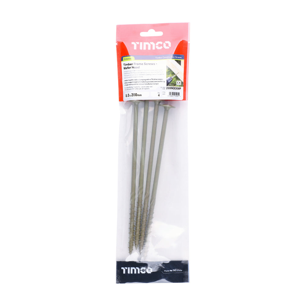 Timber Frame Construction & Landscaping Screws - Wafer - Exterior - Green Organic | 8.0 x 200 additional image 2