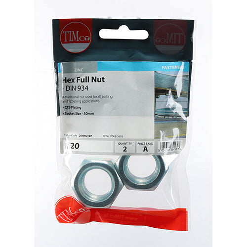 Hex Full Nuts - Zinc | M20 | TIMpac additional image 2