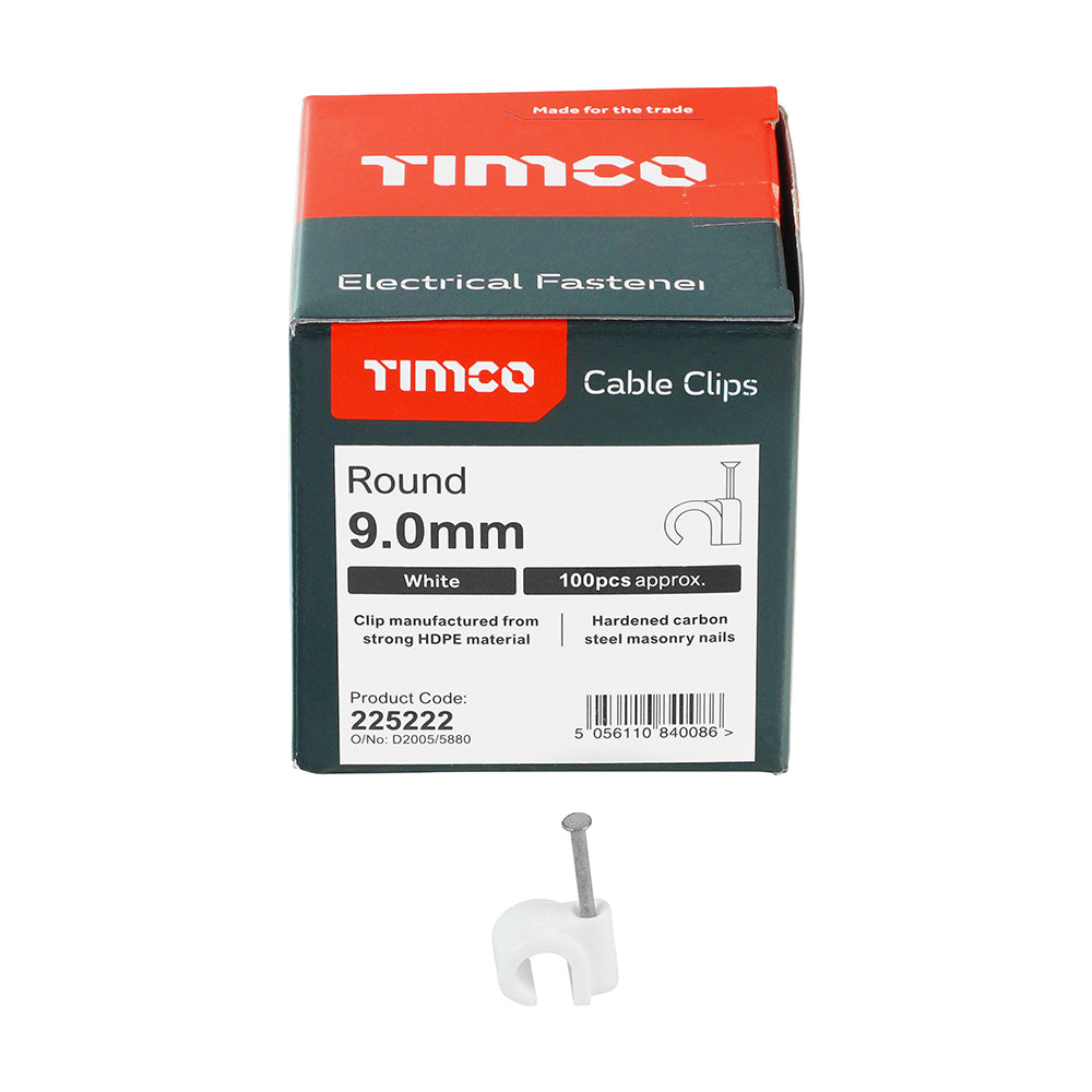 Round Cable Clips - White | To fit 9.0mm additional image 3