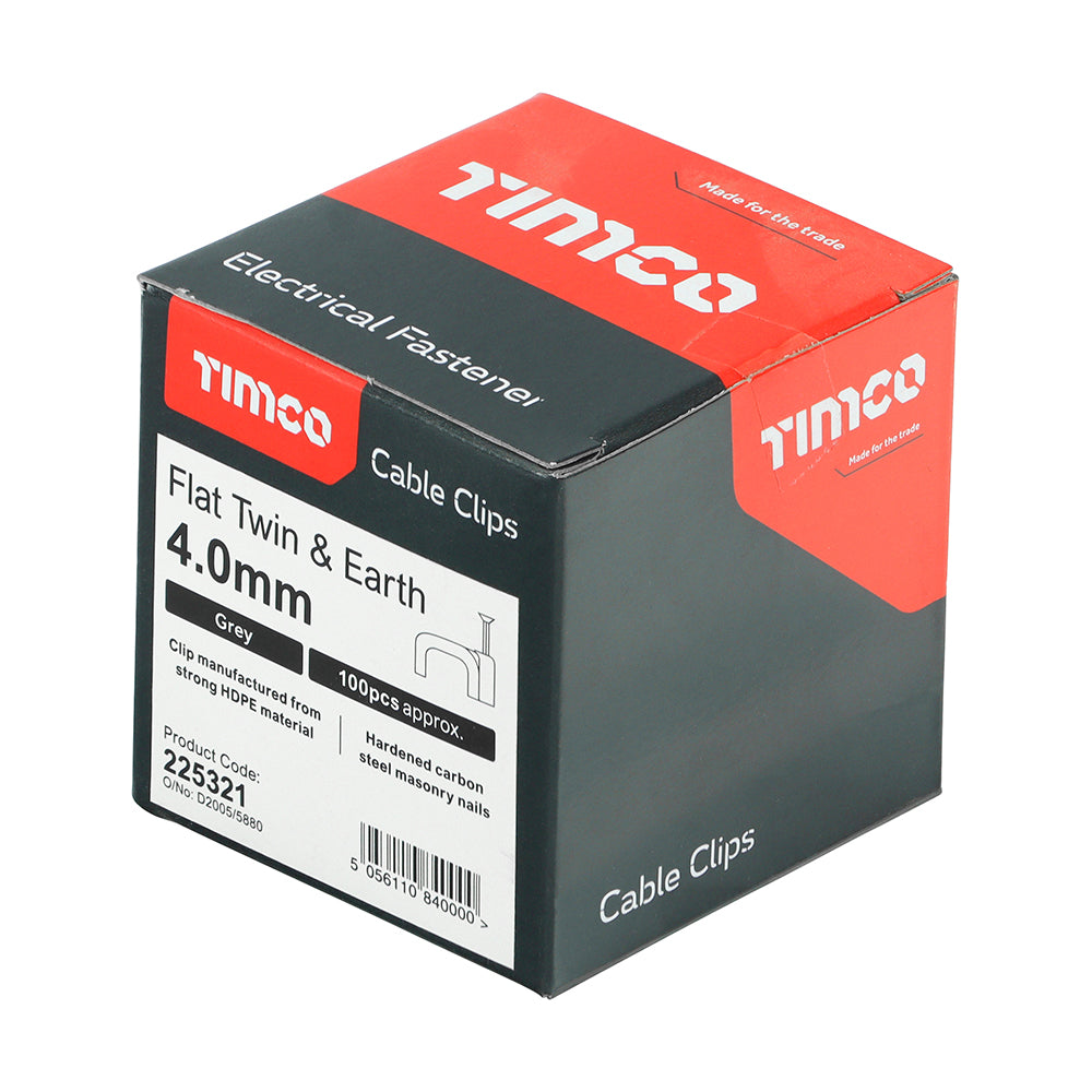 Flat Twin & Earth Cable Clips - Grey | To fit 4.0mm additional image 2