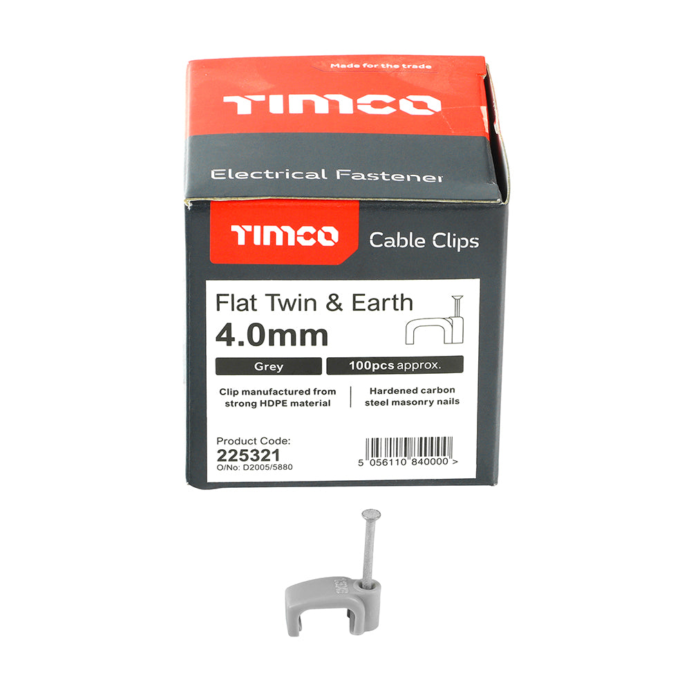 Flat Twin & Earth Cable Clips - Grey | To fit 4.0mm additional image 3