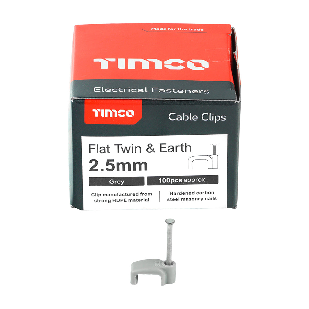 Flat Twin & Earth Cable Clips - Grey | To fit 2.5mm additional image 3