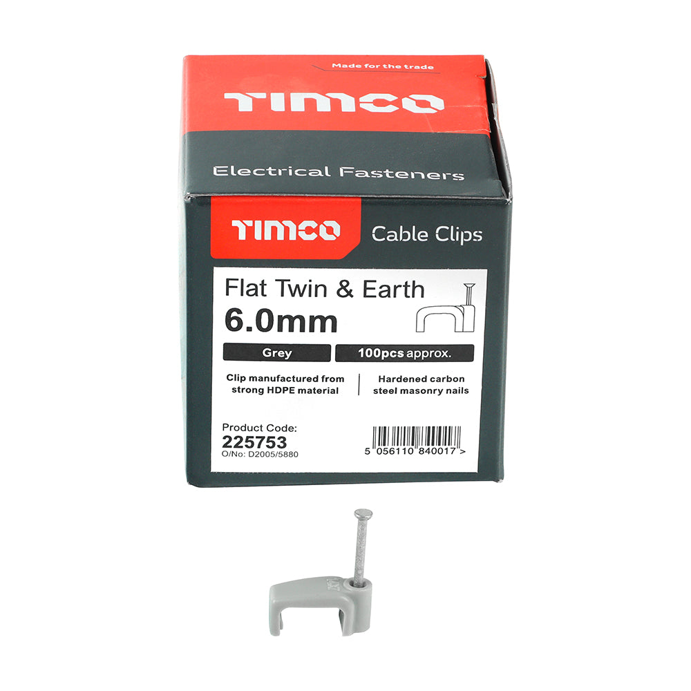 Flat Twin & Earth Cable Clips - Grey | To fit 6.0mm additional image 3