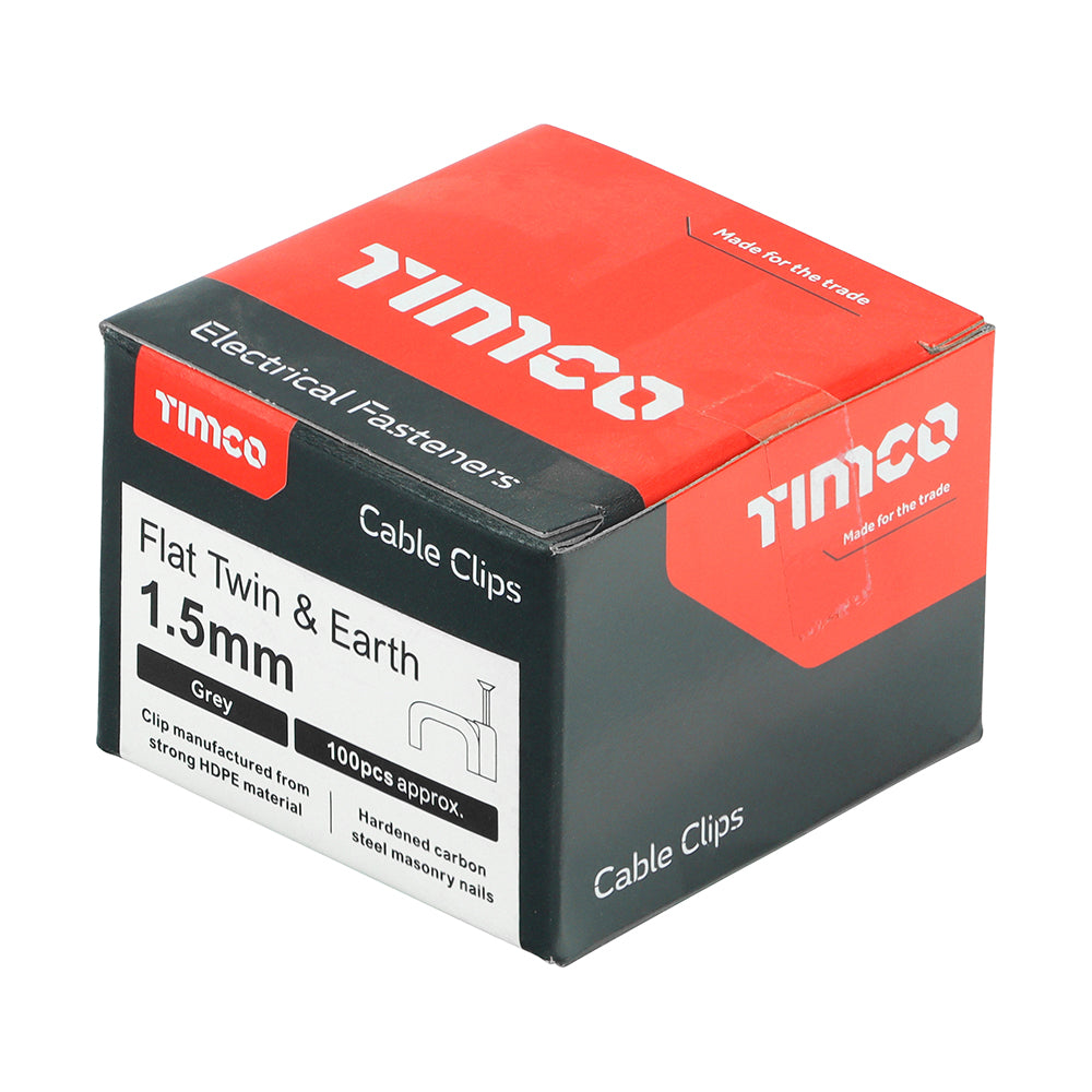 Flat Twin & Earth Cable Clips - Grey | To fit 1.5mm additional image 2