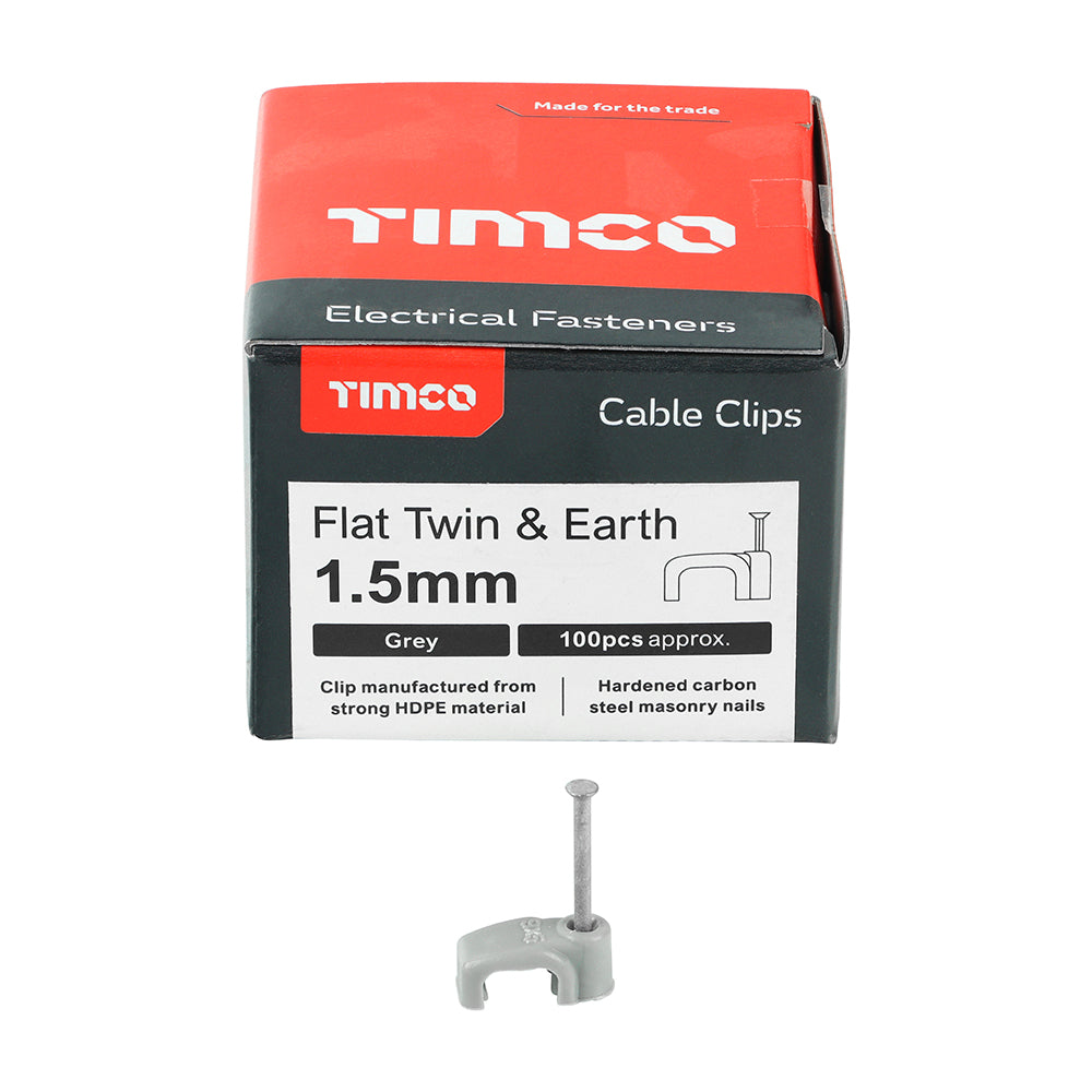 Flat Twin & Earth Cable Clips - Grey | To fit 1.5mm additional image 3