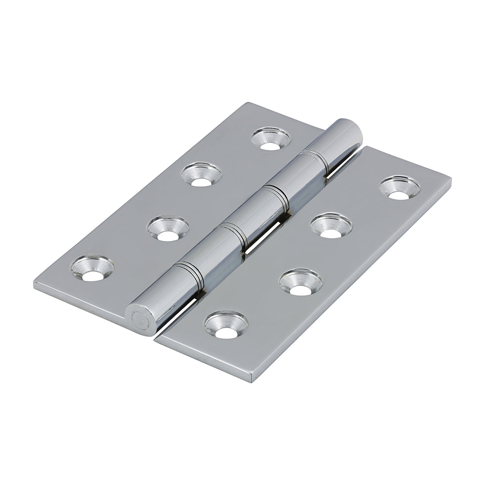 Double Stainless Steel Washered Butt Hinge - Solid Brass - Polished Chrome | 102 x 67 product image