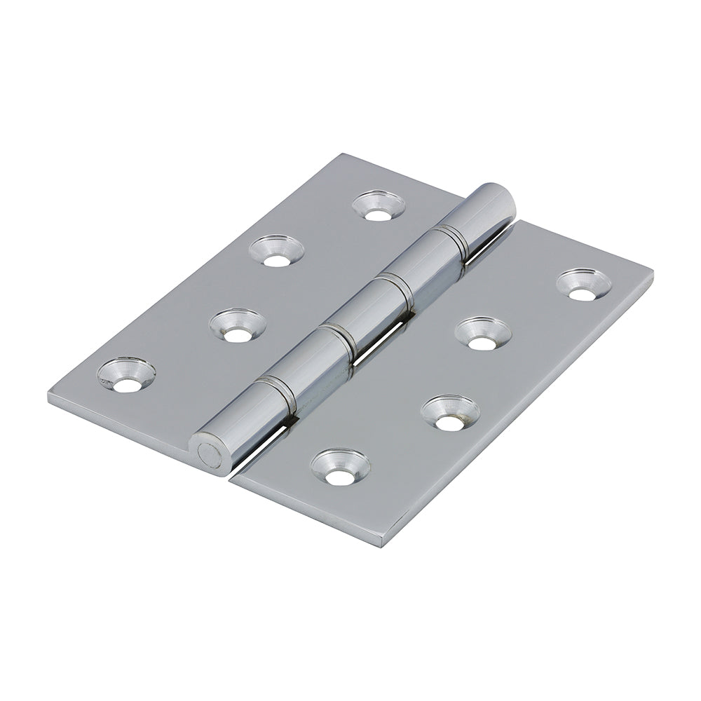 Double Stainless Steel Washered Butt Hinge - Solid Brass - Polished Chrome | 102 x 75 product image