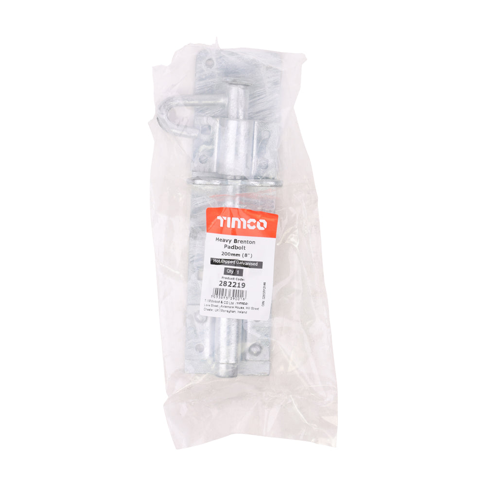 Heavy Brenton Padbolt - Hot Dipped Galvanised | 8" | Bag | 1 Each | 282219 additional image 2