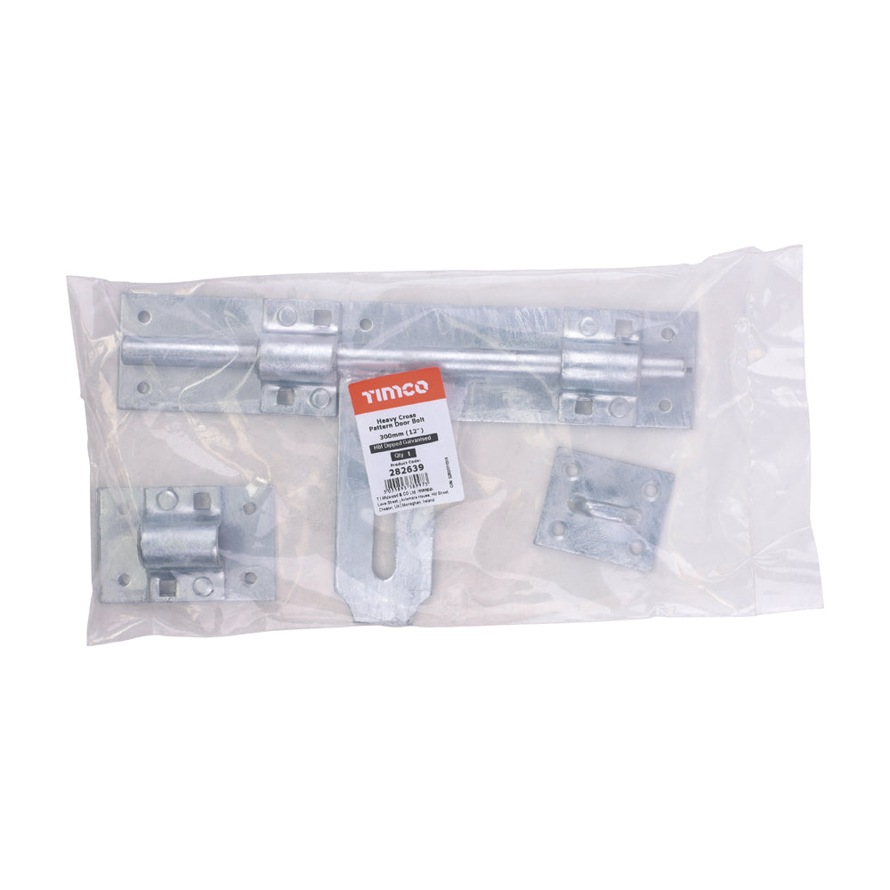 Heavy Cross Pattern Door Bolt - Hot Dipped Galvanised | 12" additional image 2