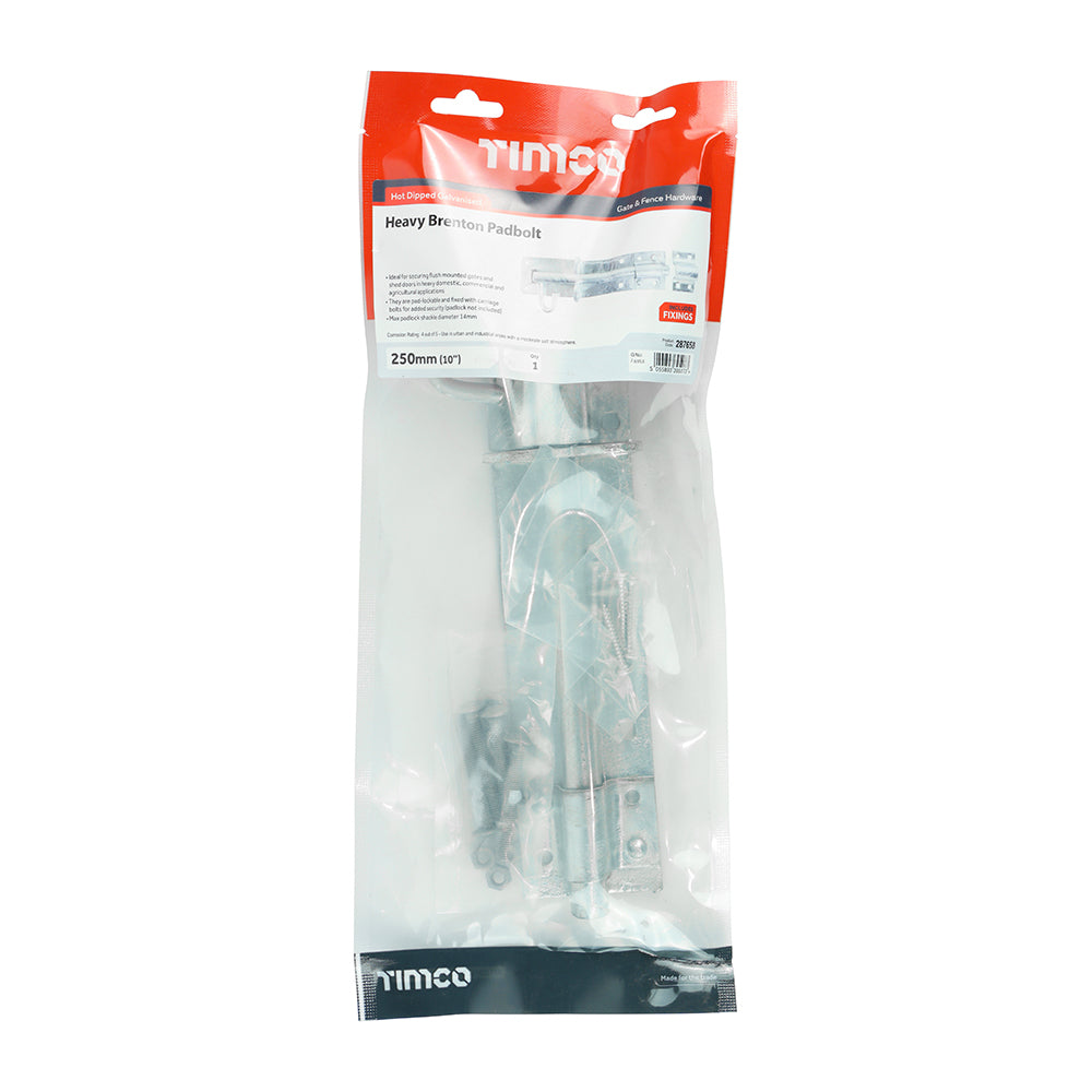Heavy Brenton Padbolt - Hot Dipped Galvanised | 10" | Bag | 1 Each | 287658 additional image 2