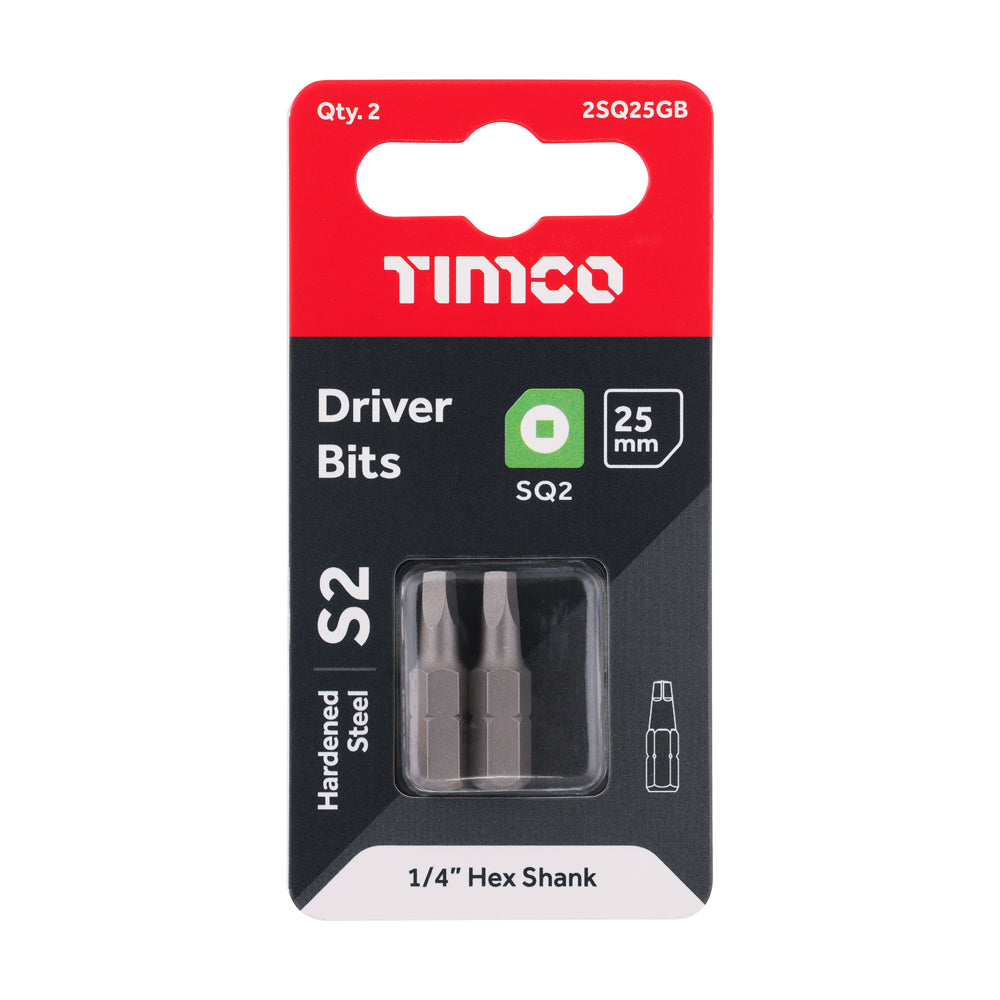 S2 Driver Bits - SQ | No.2 x 25 | Pack | Pack of 2 additional image 2