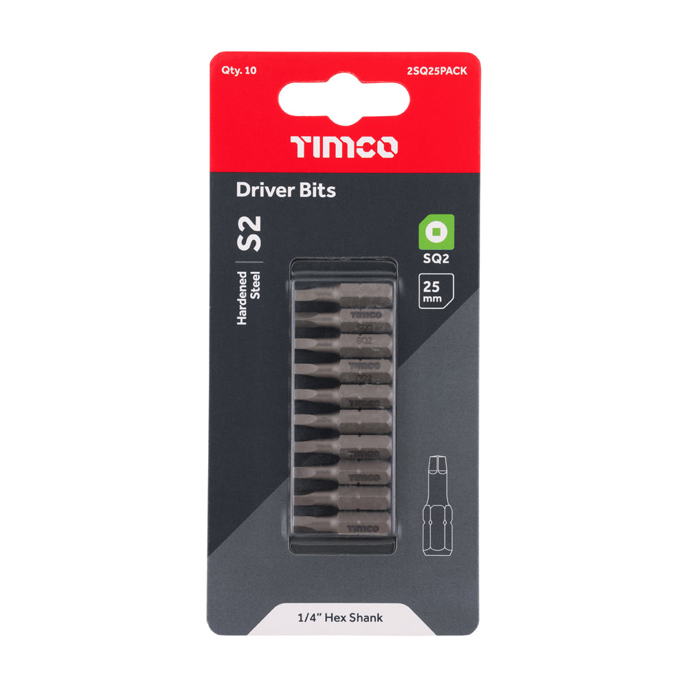 S2 Driver Bits - SQ | No.2 x 25 | Pack | Pack of 10 additional image 2