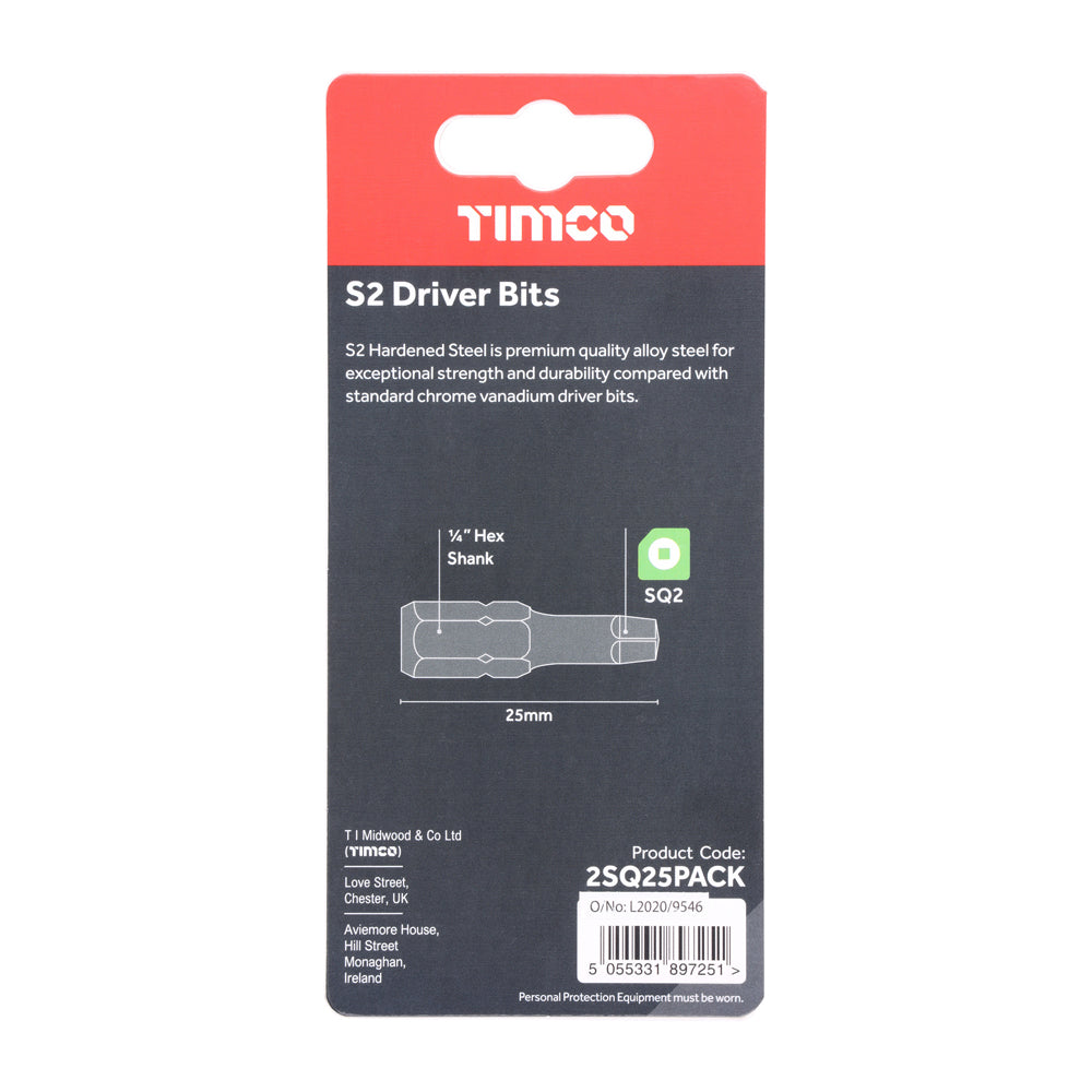 S2 Driver Bits - SQ | No.2 x 25 | Pack | Pack of 10 additional image 3