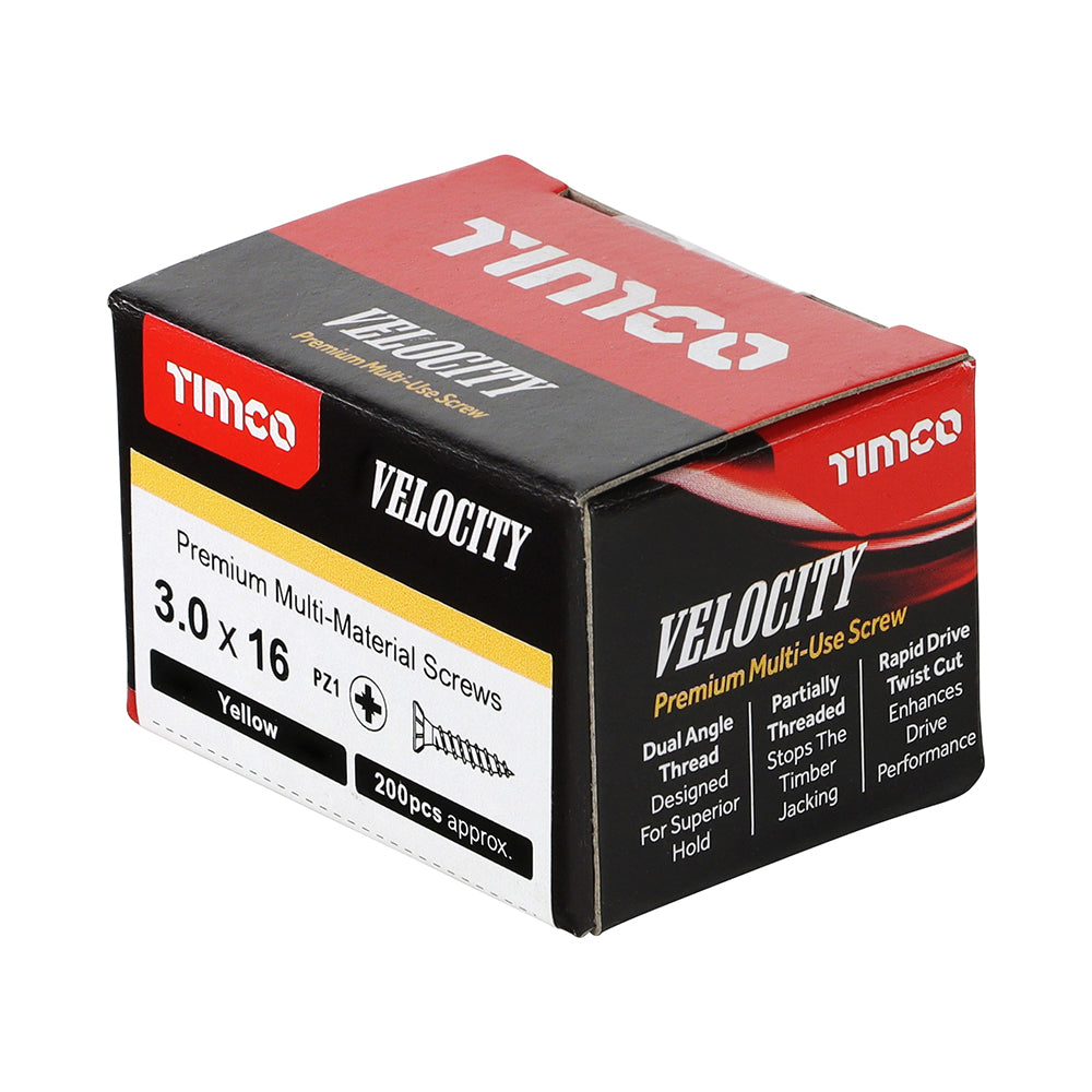 Velocity Premium Multi-Use Screws - PZ - Double Countersunk - Yellow | 3.0 x 16 additional image 2
