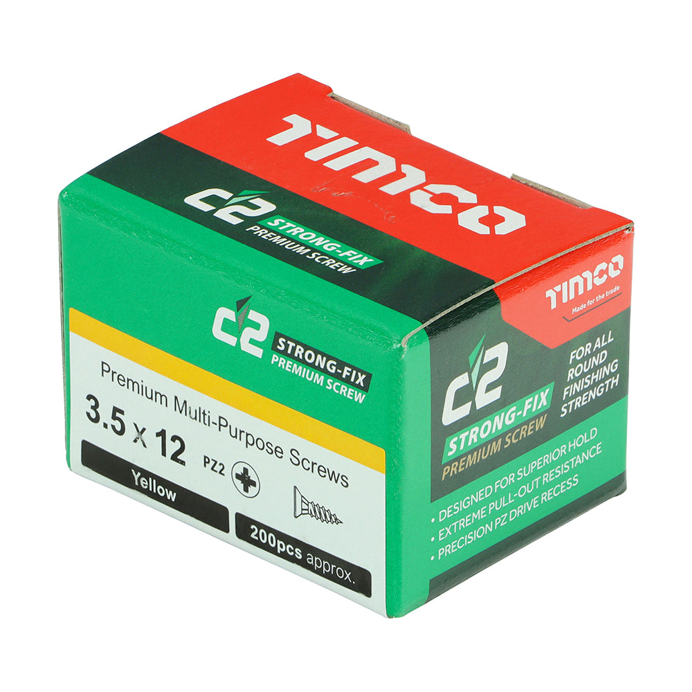 C2 Strong-Fix - PZ - Double Countersunk - Sharp Point - Yellow | 3.5 x 12 additional image 2