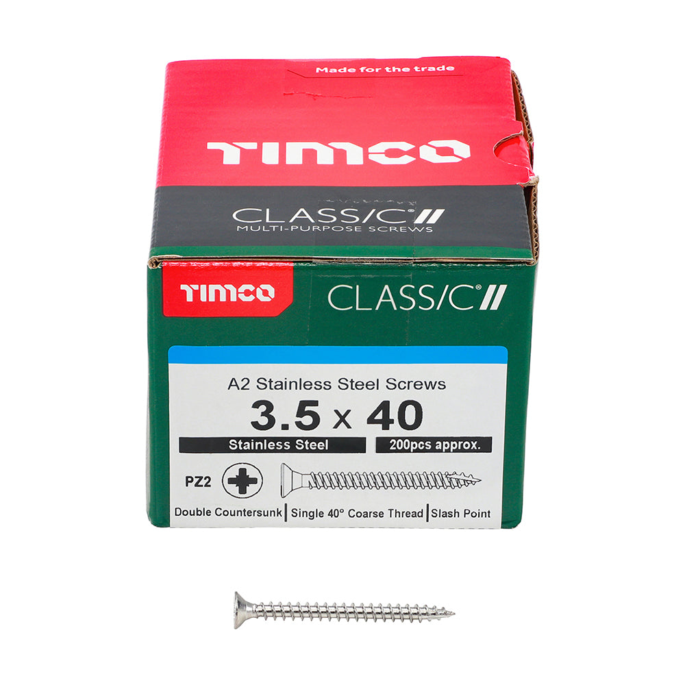 Classic Multi-Purpose Screws - PZ - Double Countersunk - A2 Stainless Steel | 3.5 x 40 additional image 3