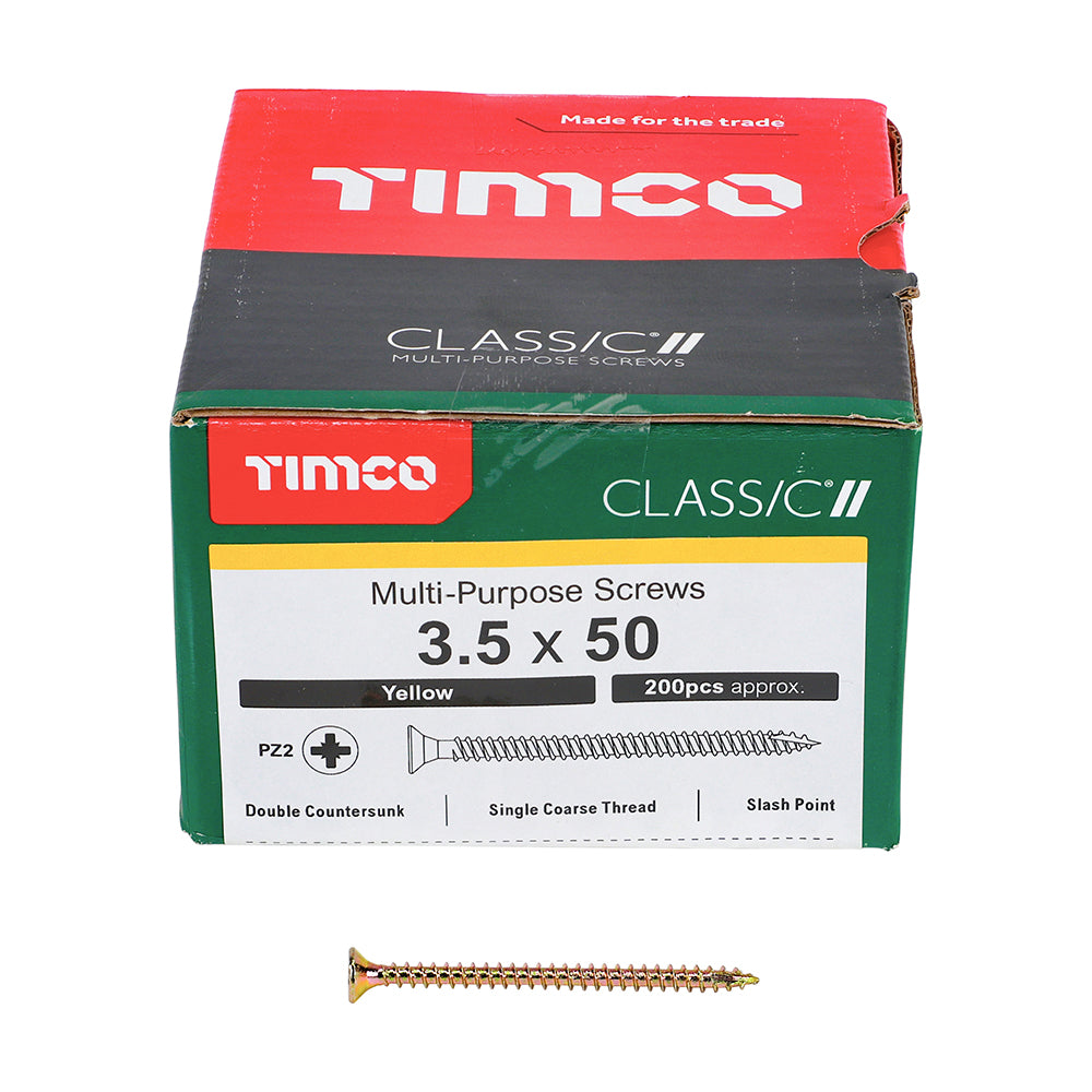 Classic Multi-Purpose Screws - PZ - Double Countersunk - Yellow | 3.5 x 50 additional image 3