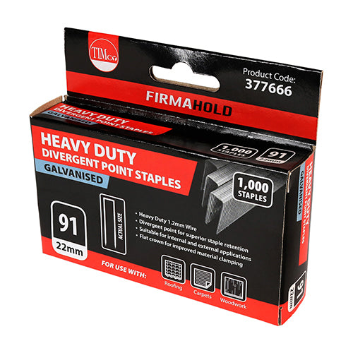 Heavy Duty Staples - Divergent Point - Galvanised | 22mm additional image 2