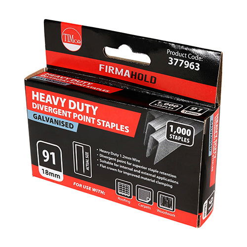 Heavy Duty Staples - Divergent Point - Galvanised | 18mm additional image 2