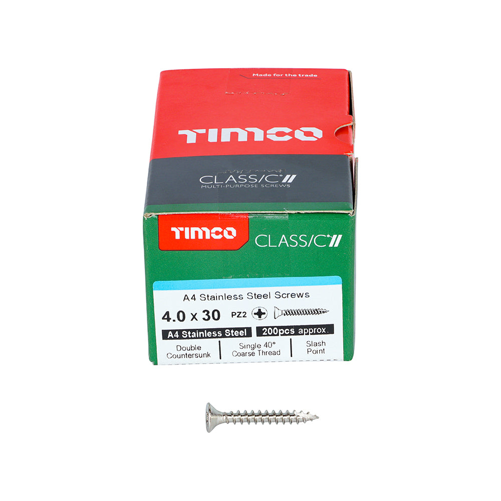Classic Multi-Purpose Screws - PZ - Double Countersunk - A4 Stainless Steel | 4.0 x 30 additional image 3