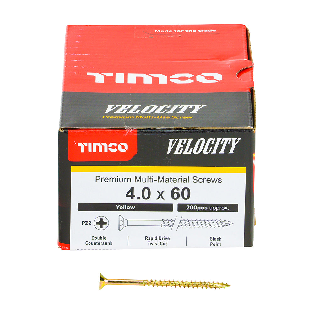Velocity Premium Multi-Use Screws - PZ - Double Countersunk - Yellow | 4.0 x 60 additional image 3