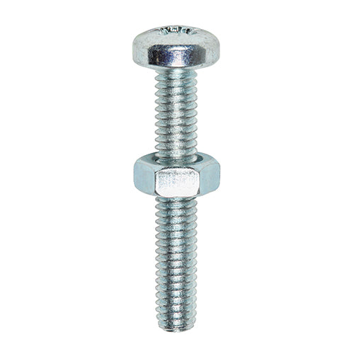 Machine Screws - PZ - Pan & Hex Nuts - Zinc | M4 x 20 product image