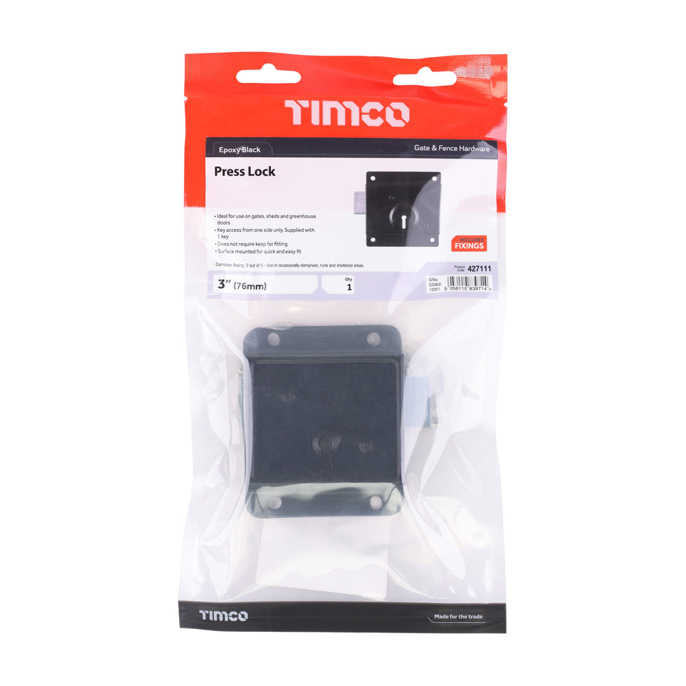 Press Lock - Black | 3" | Bag | 1 Each | 427111 additional image 2