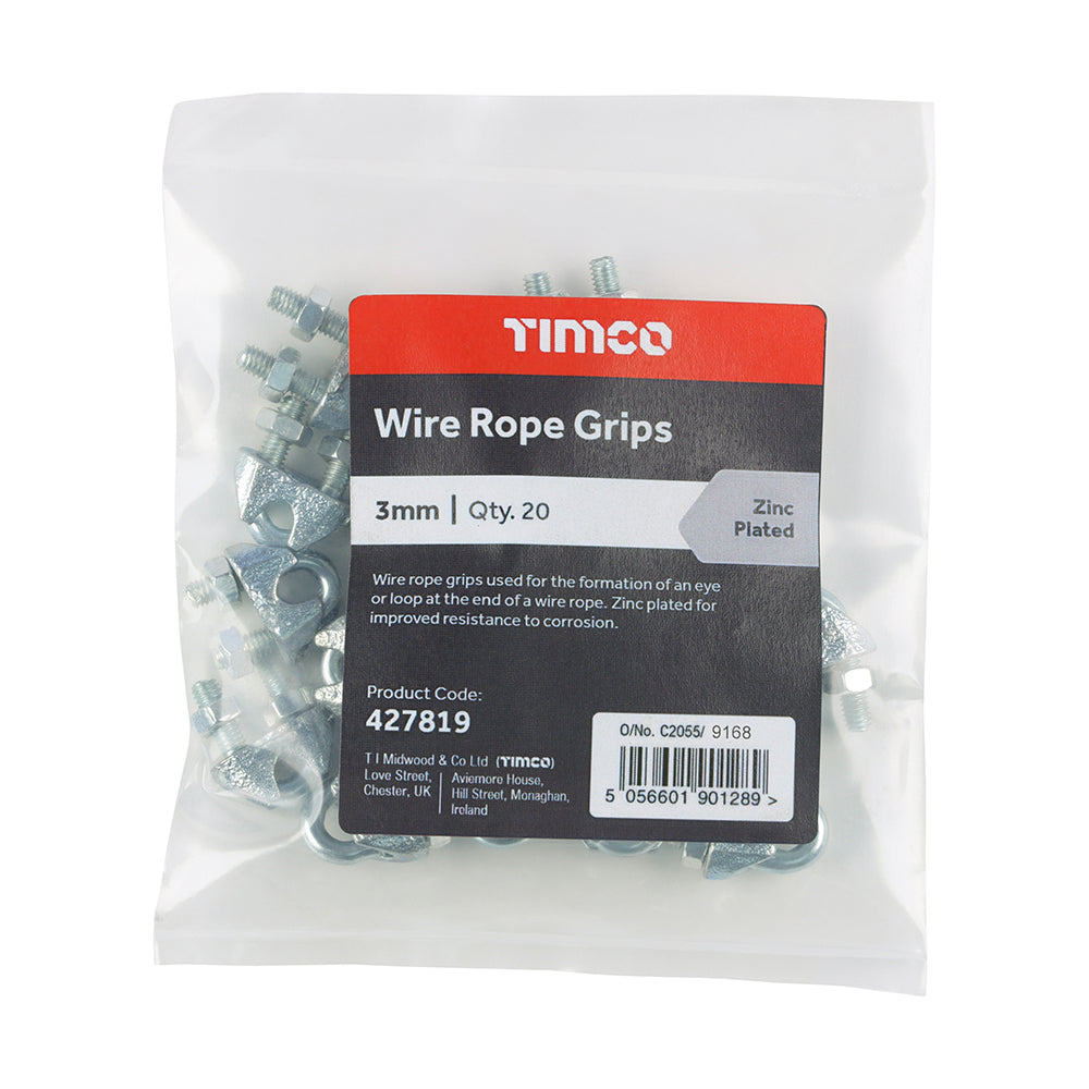 Wire Rope Grips - Zinc | 3mm additional image 2