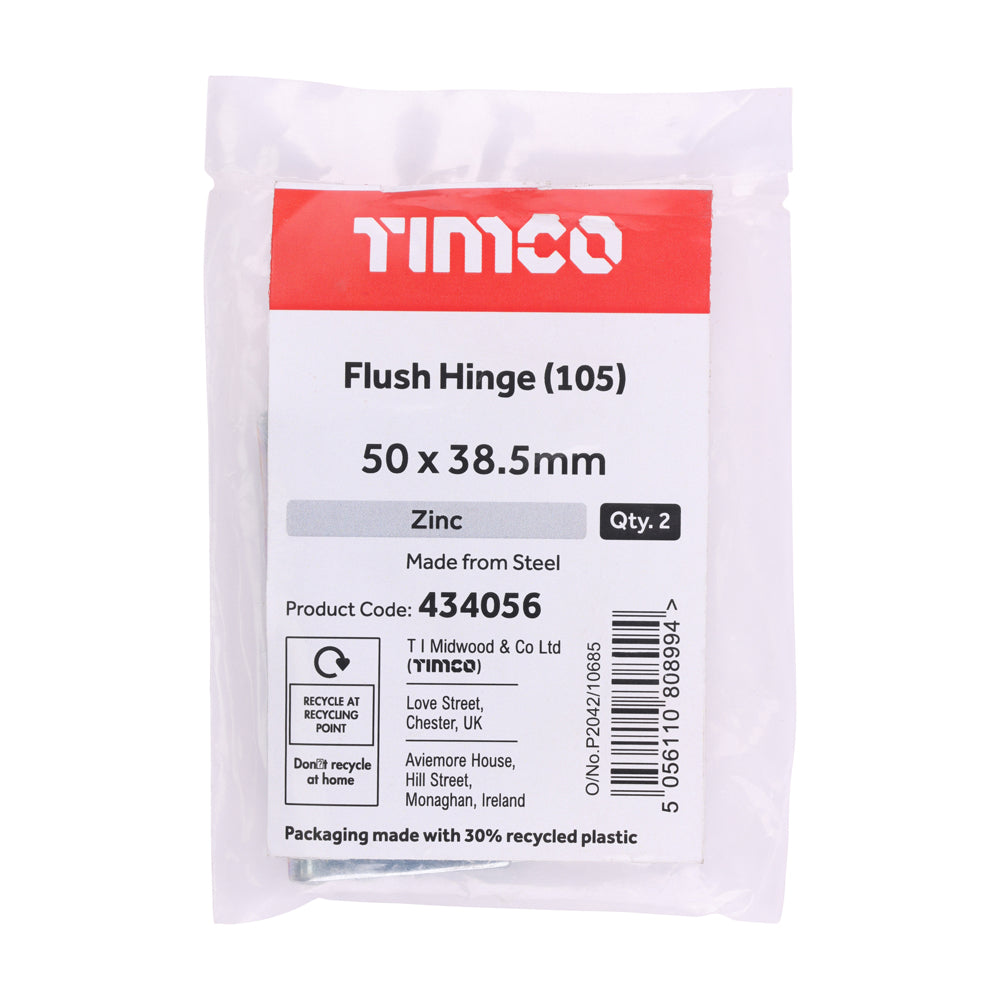 Flush Hinge (105) - Zinc | 50 x 38.5 | Bag additional image 2