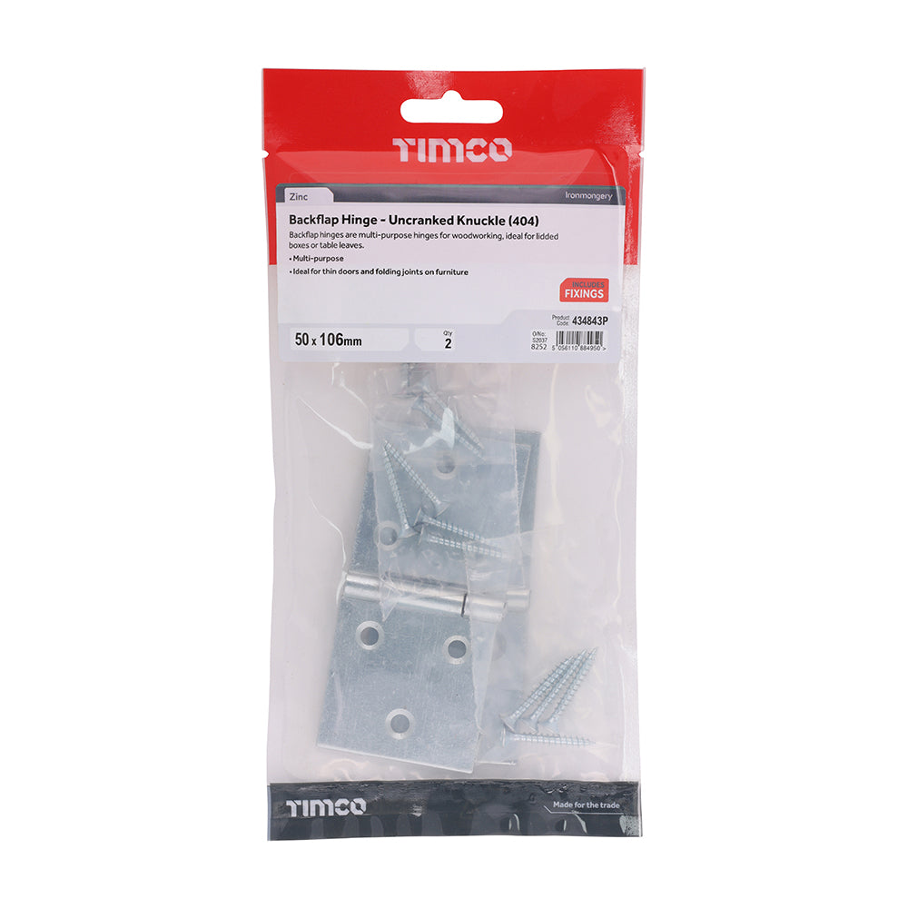Backflap Hinge - Uncranked Knuckle (404) - Zinc | 50 x 106 | TIMpac additional image 2
