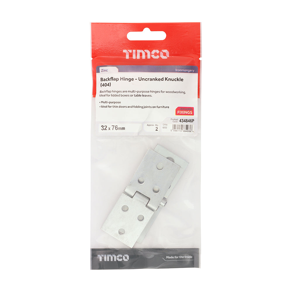 Backflap Hinge - Uncranked Knuckle (404) - Zinc | 32 x 76 | TIMpac additional image 2