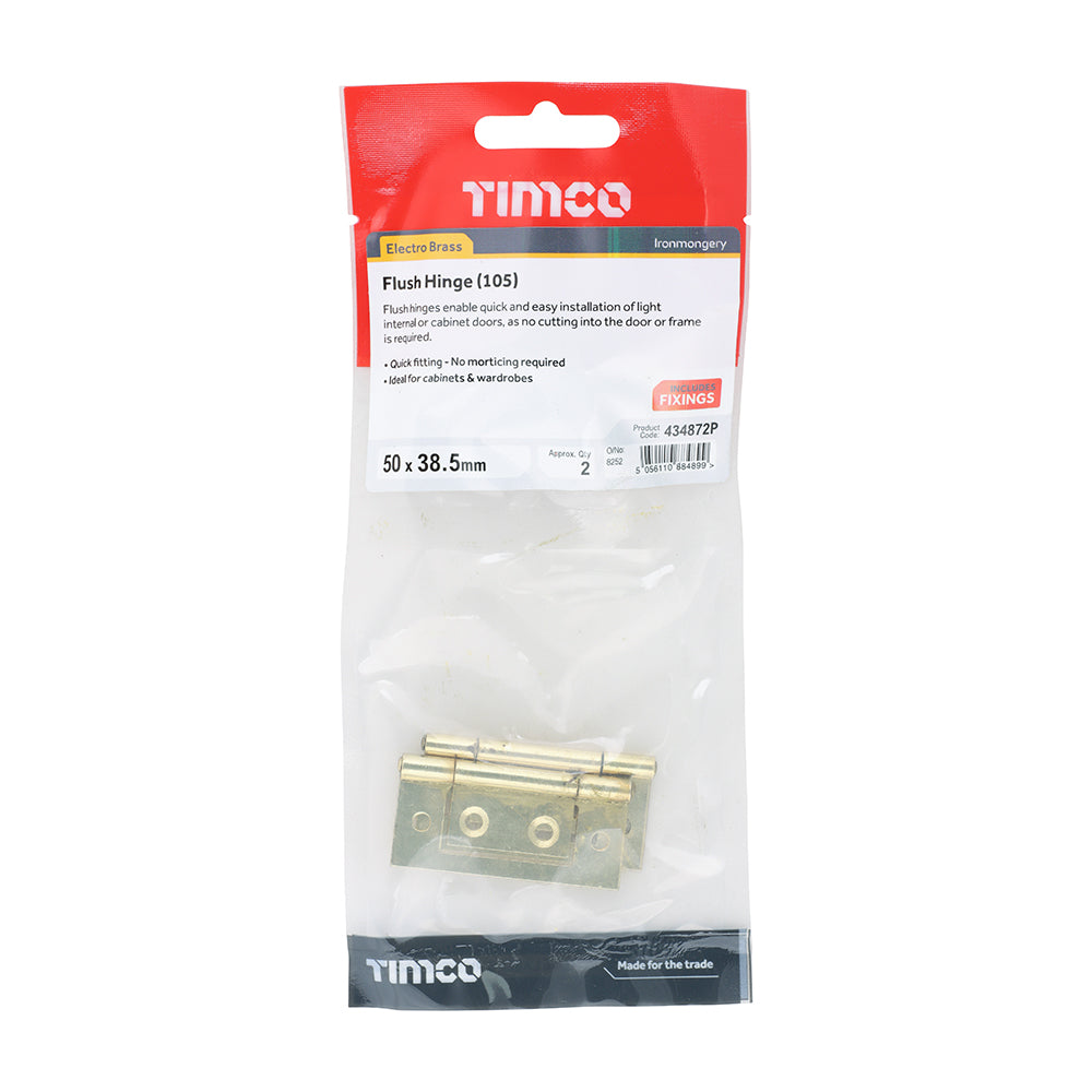 Flush Hinge (105) - Electro Brass | 50 x 38.5 | TIMpac additional image 2