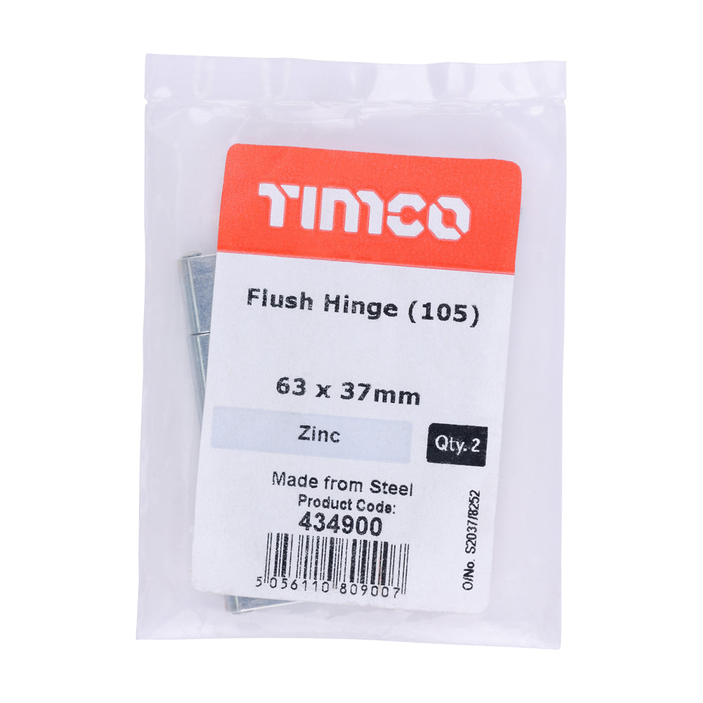 Flush Hinge (105) - Zinc | 63 x 37 | Bag additional image 2