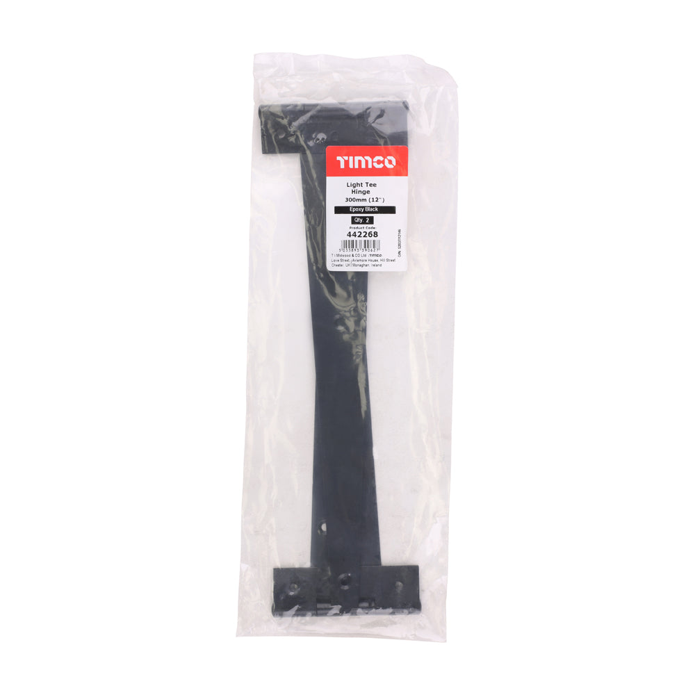 Pair of Light Tee Hinges - Black | 12" | Bag | 1 Pairs | 442268 additional image 2