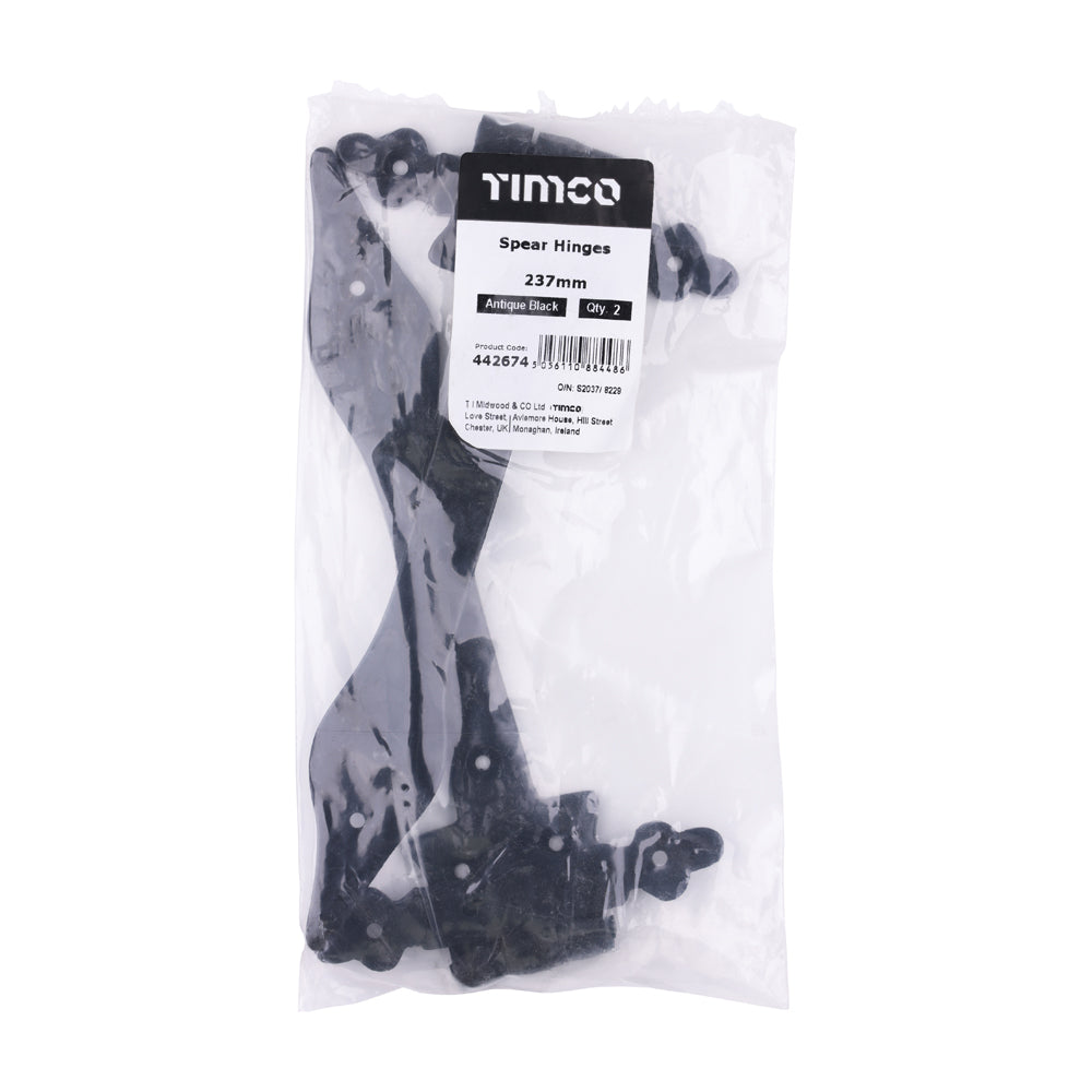 Pair of Spear Hinges - Antique Black | 237mm additional image 2