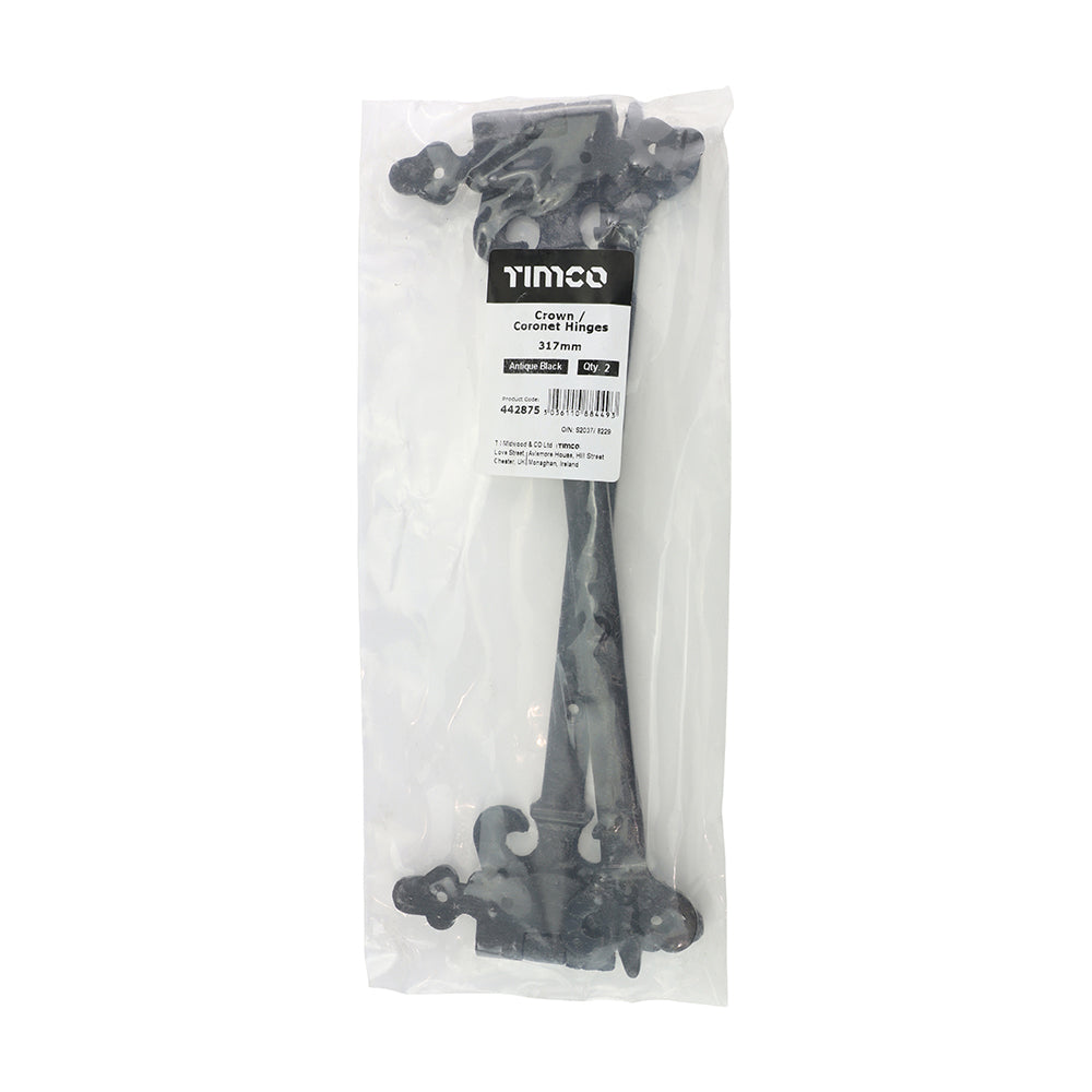 Pair of Crown / Coronet Hinges - Antique Black | 317mm additional image 2