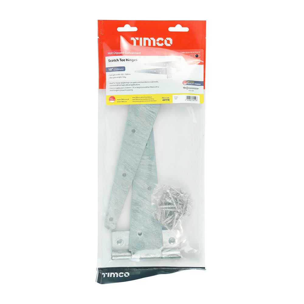 Pair of Scotch Tee Hinges - Hot Dipped Galvanised | 10" | Bag | 1 Pairs | 447778 additional image 2