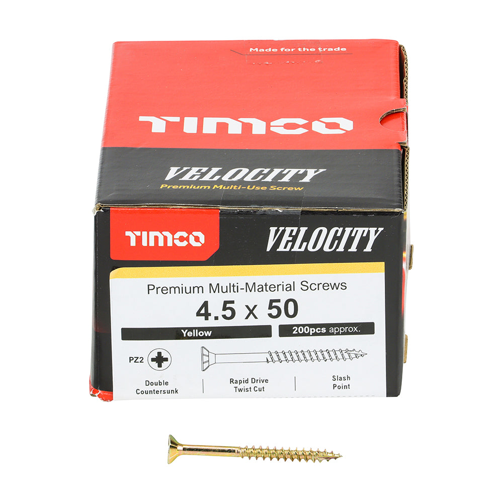 Velocity Premium Multi-Use Screws - PZ - Double Countersunk - Yellow | 4.5 x 50 additional image 3