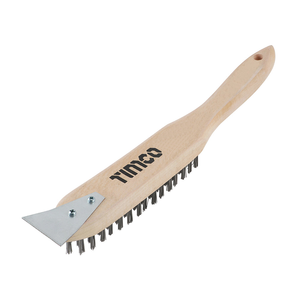 Scratch Brush with Scraper - Stainless Steel | 4 Rows product image