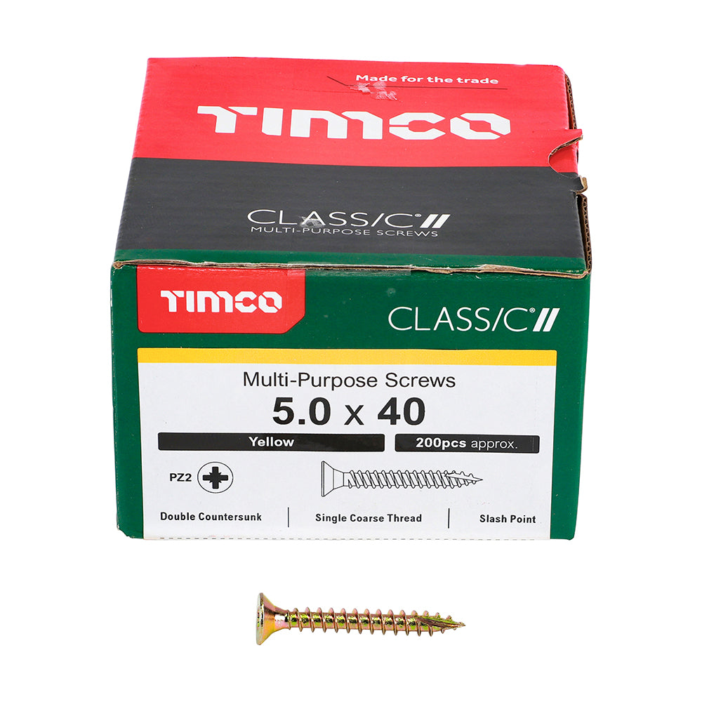 Classic Multi-Purpose Screws - PZ - Double Countersunk - Yellow | 5.0 x 40 additional image 3