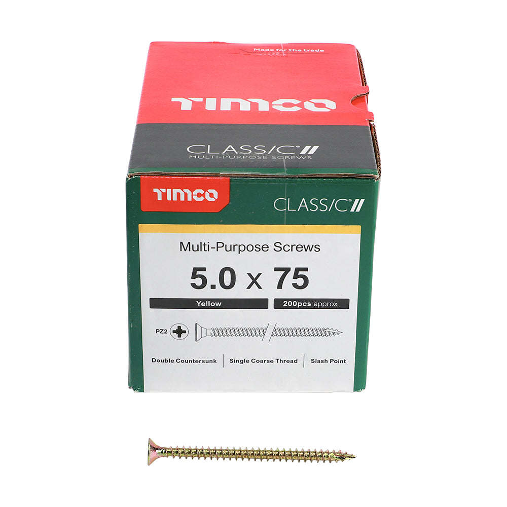 Classic Multi-Purpose Screws - PZ - Double Countersunk - Yellow | 5.0 x 75 additional image 3