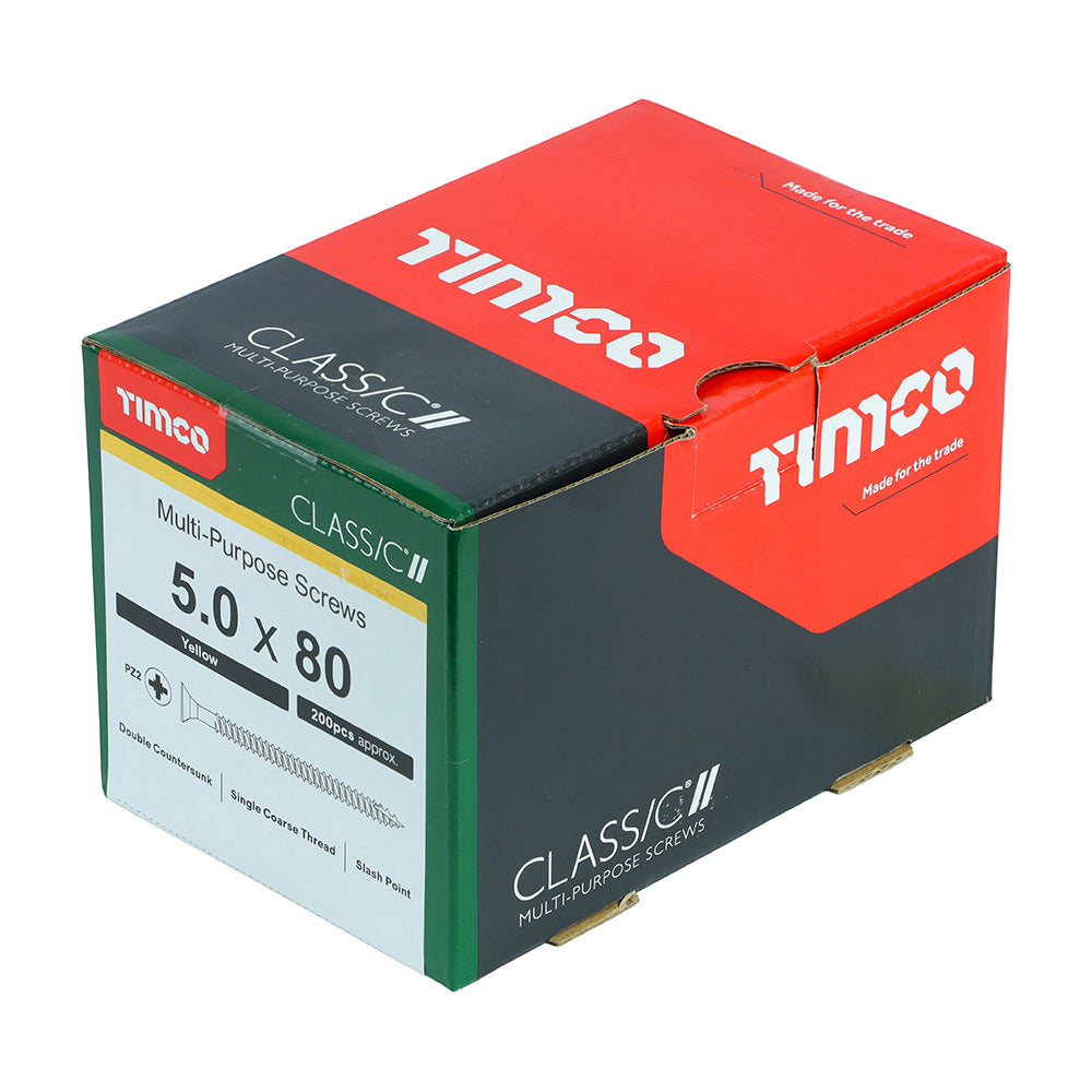 Classic Multi-Purpose Screws - PZ - Double Countersunk - Yellow | 5.0 x 80 additional image 2