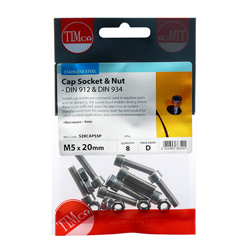 Socket Screws & Hex Nuts - Cap - Stainless Steel | M5 x 20 additional image 2