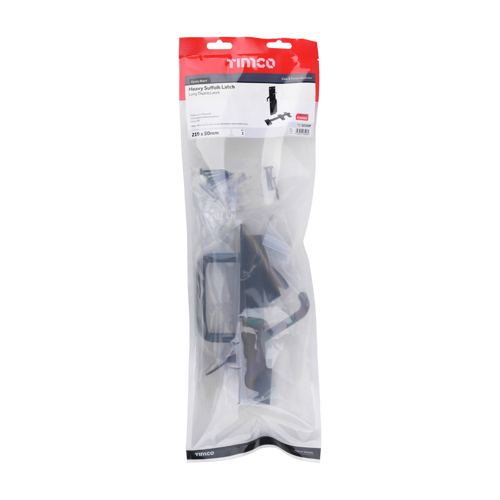 Suffolk Latch - Heavy Duty - Black | 219 x 50mm | Bag | 1 Each | 523369P additional image 2