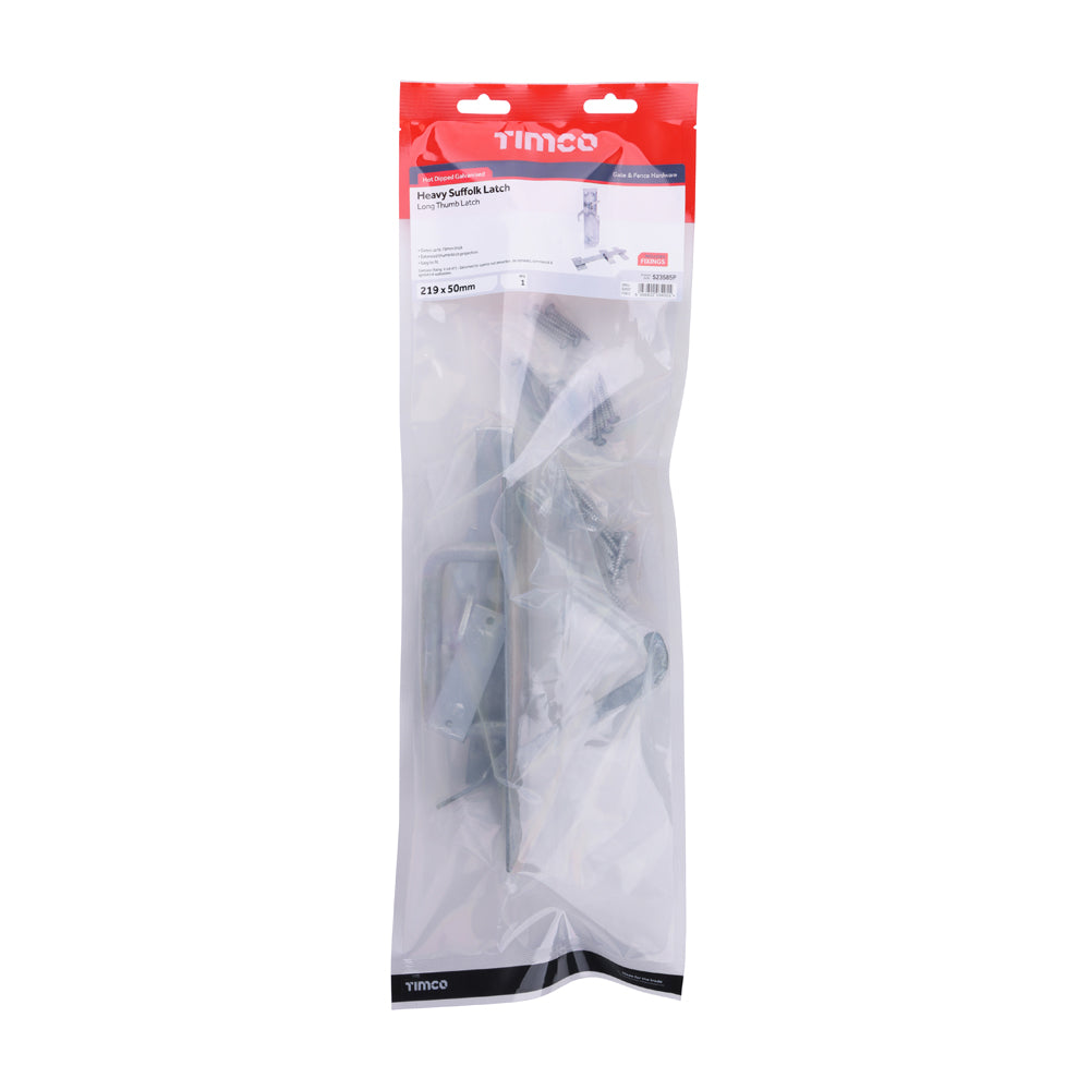 Suffolk Latch - Heavy Duty - Hot Dipped Galvanised | 219 x 50mm | Bag | 1 Each | 523585P additional image 2