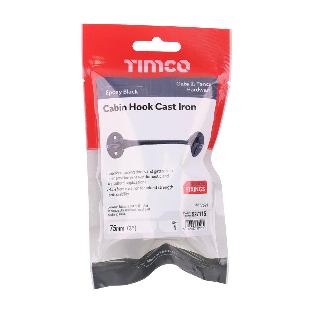 Cabin Hooks - Black | 3" | TIMpac additional image 2