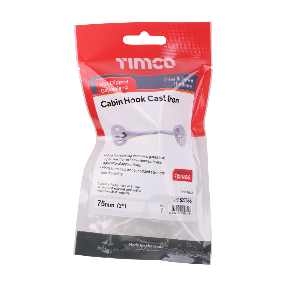 Cabin Hooks - Hot Dipped Galvanised | 3" | TIMpac additional image 2